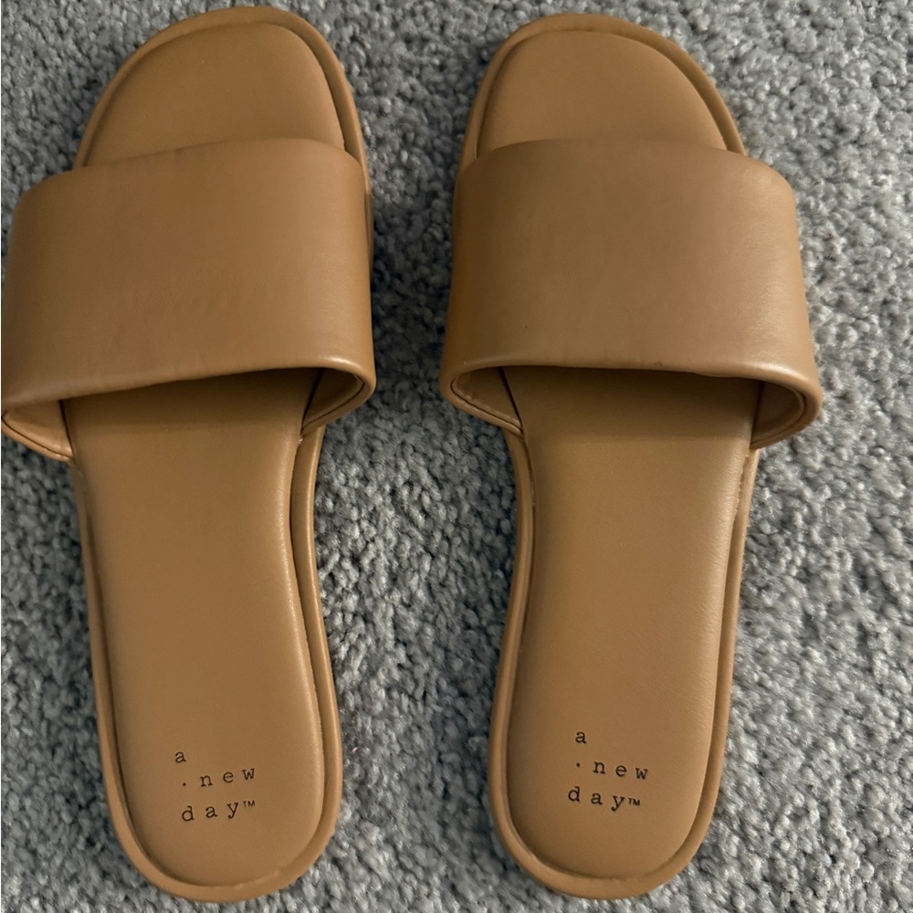 A New Day Tan Minimalist Slide Sandals